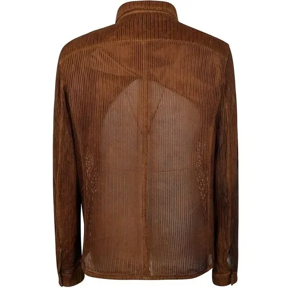 Tシャツ・カットソー Giorgio Brato PERFORATED FIT VEG LEATHER SHIRT Giorgio Brato Men Perforated Fit Veg Leather Shirt